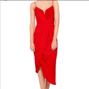 Zimmermann Silk Plunge Drape Dress - Red